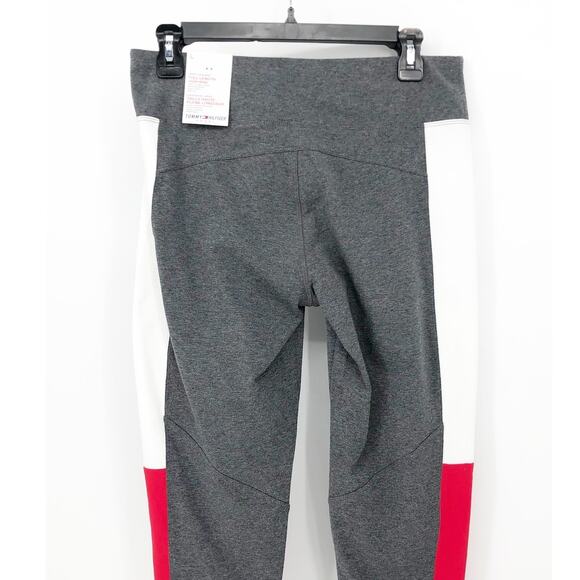 TOMMY HILFIGER SPORT Women's Performance Leggings Large Gray Flag Blocked NWT - Picture 10 of 16